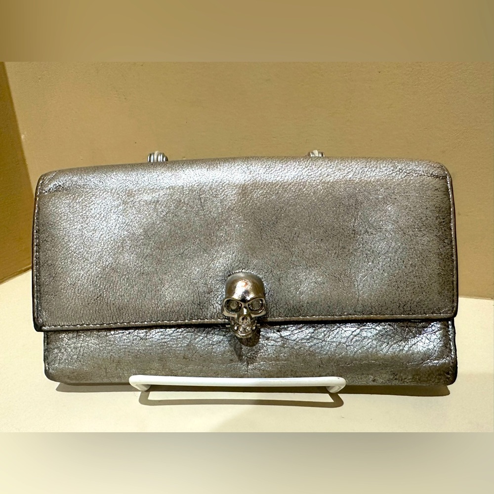 Alexander McQueen Gun Metal Skull Wallet